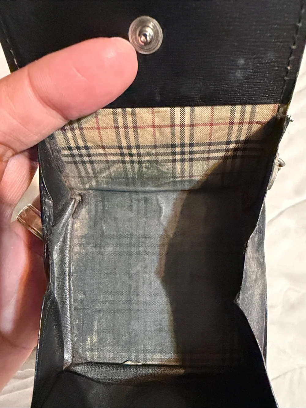 Burberry Black Leather Chain Card Holder Wallet